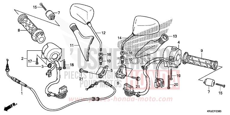 SWITCH/CABLE/MIRROR for S-Wing ABS PEARL COOL WHITE (NHA16) from 2012